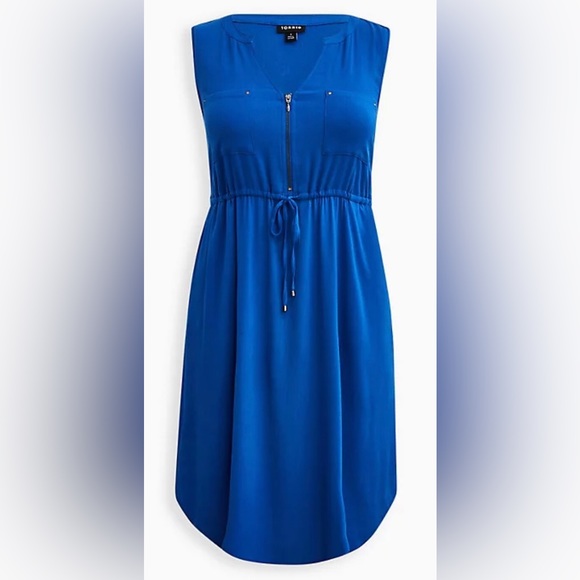 NWT Torrid MINI TEXTURED RAYON SHIRT DRESS - blue 3, 3x plus - Picture 1 of 5